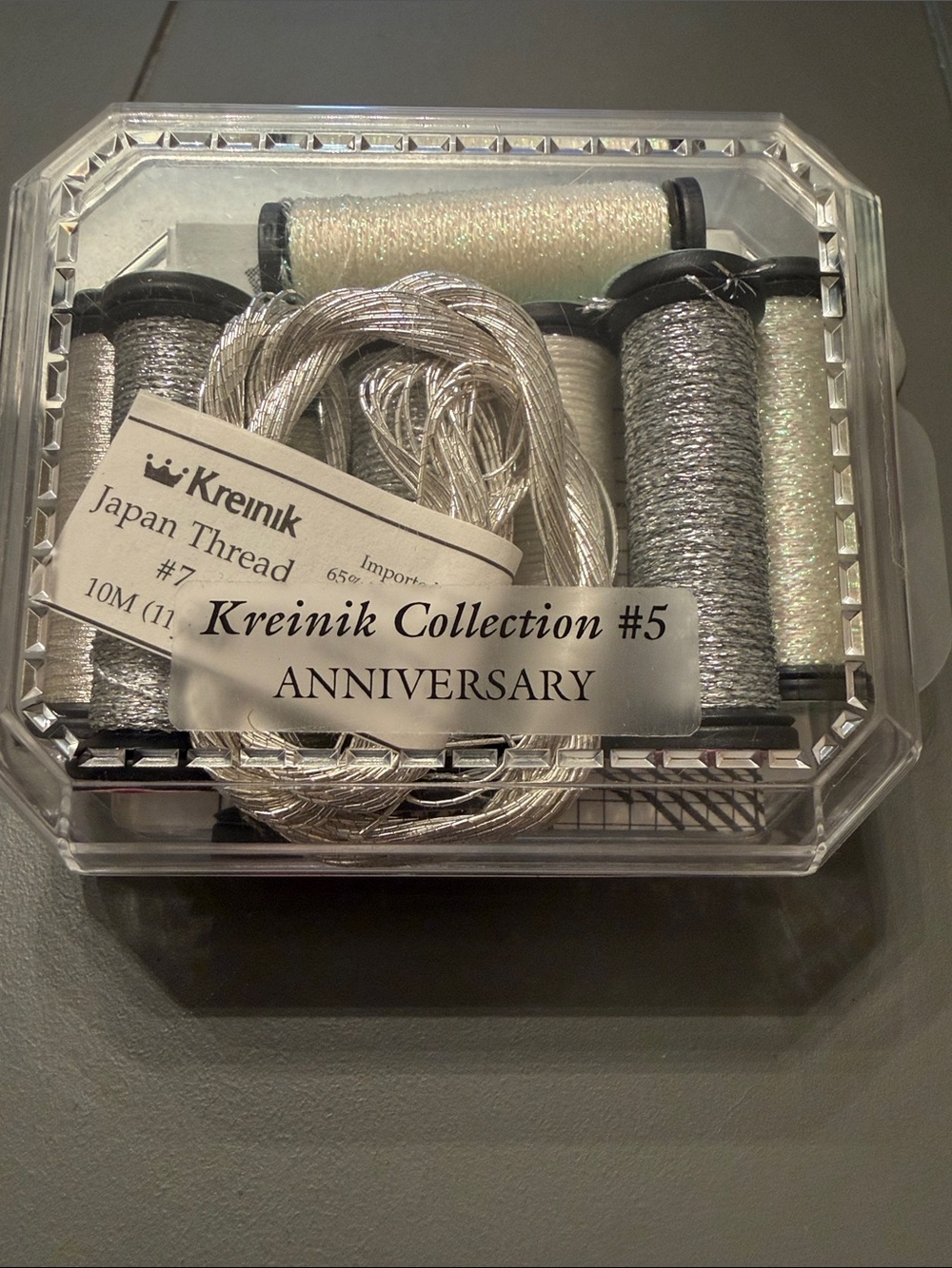 Kreinik Metallic Thread Gift Collection  Anniversary (Silver) colorway. 🐈‍⬛